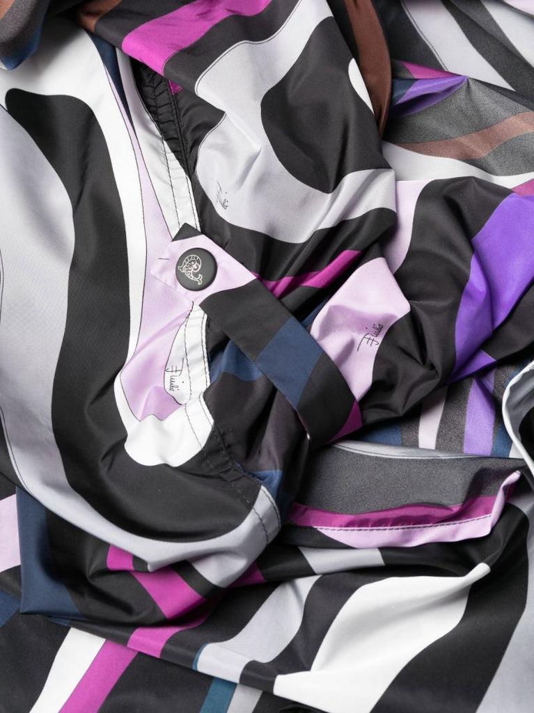 Purple Swirl Print Nylon Raincoat