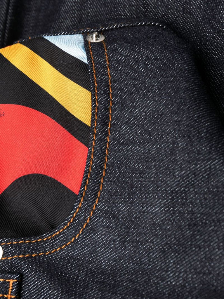 Blue Contrast Panel Jeans