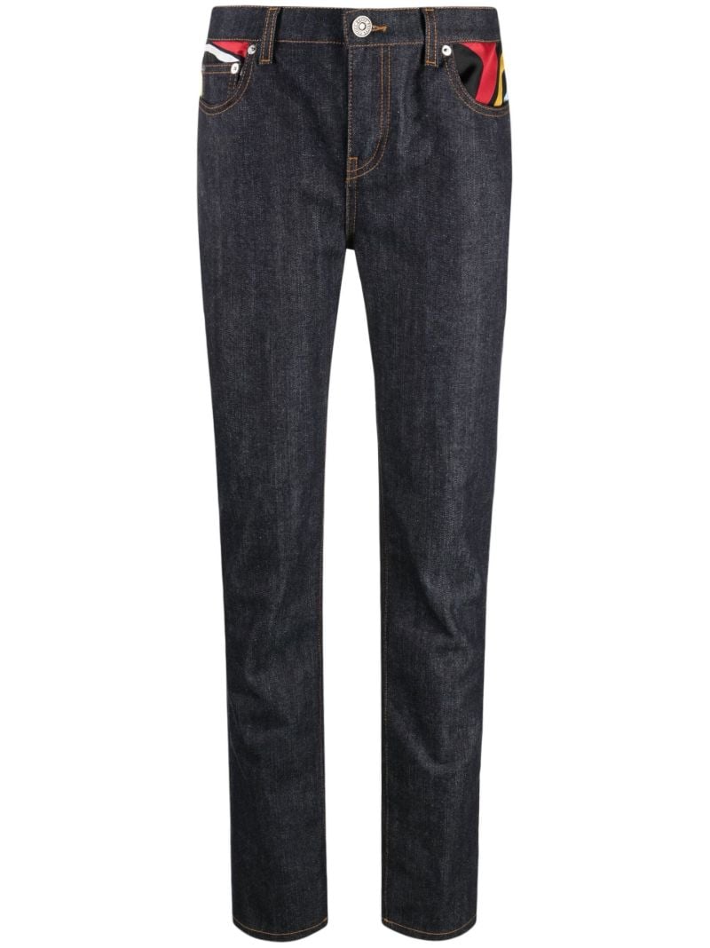 Blue Contrast Panel Jeans