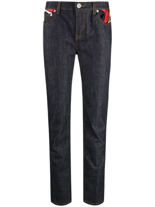 Blue Contrast Panel Jeans