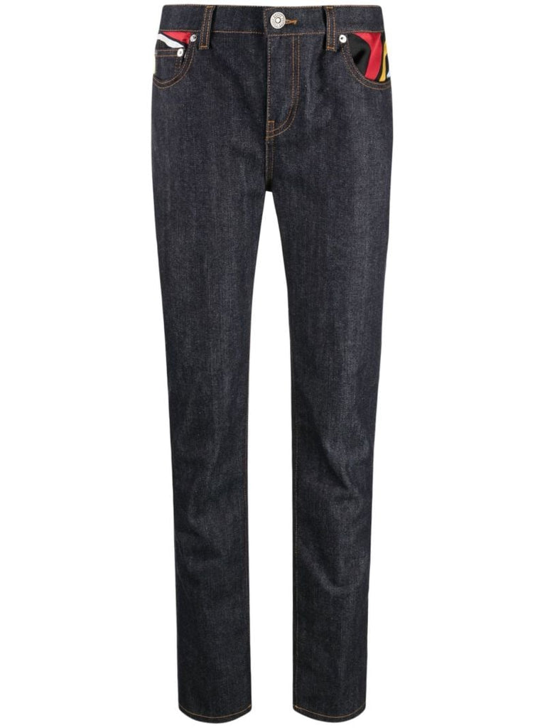 Blue Contrast Panel Jeans