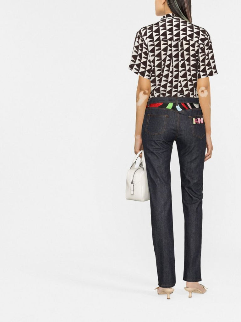 Blue Contrast Panel Jeans