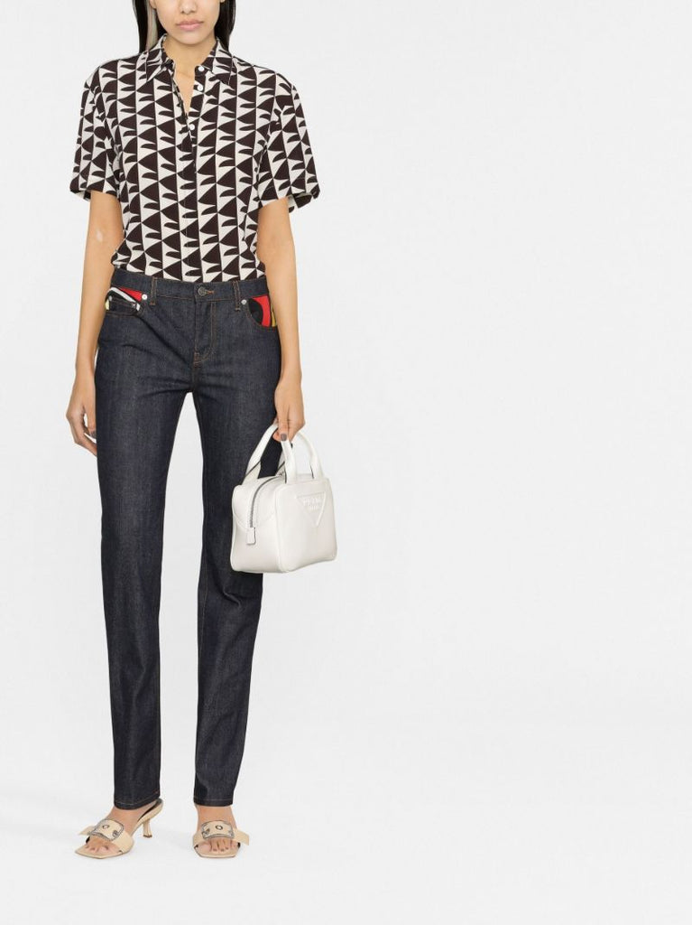 Blue Contrast Panel Jeans