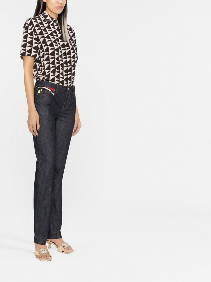 Blue Contrast Panel Jeans
