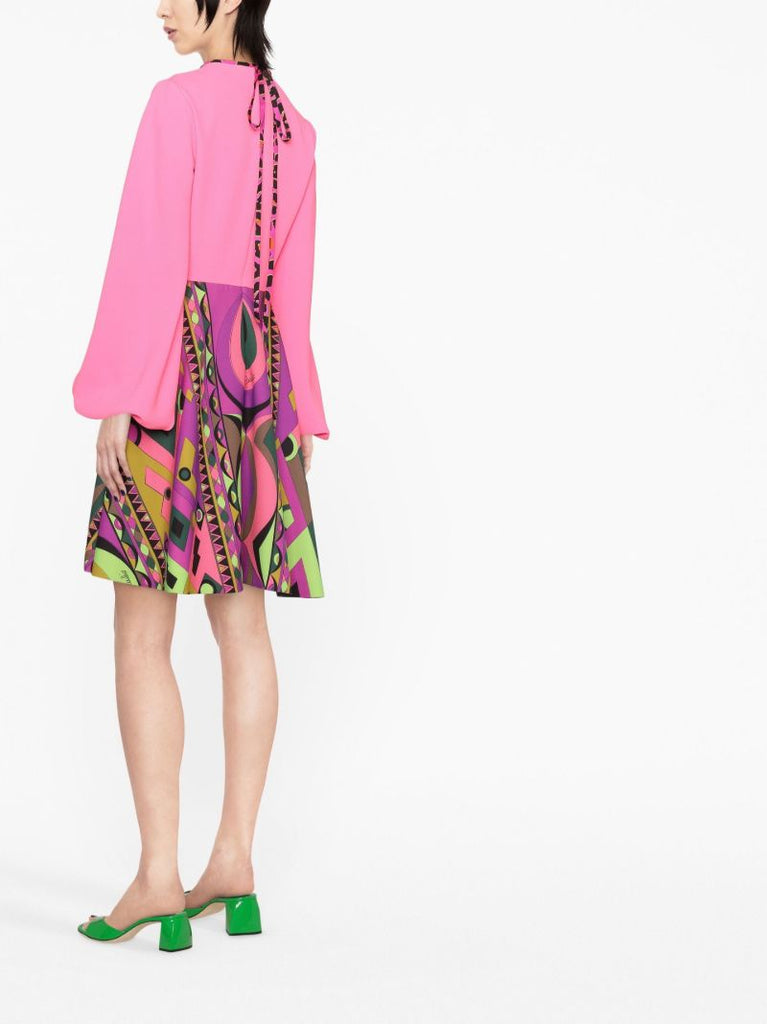 Pink Rombi Print Mini Dress