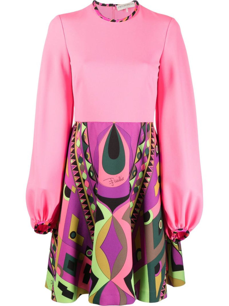 Pink Rombi Print Mini Dress