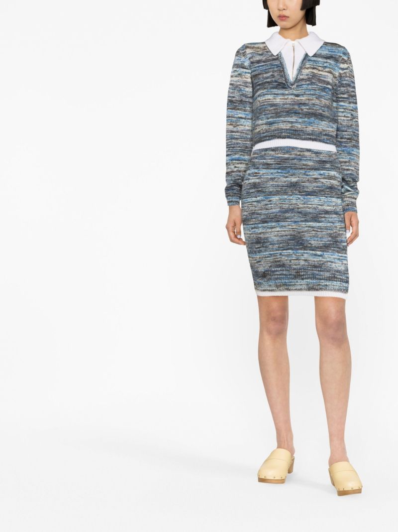Blue High Waist Wool Skirt