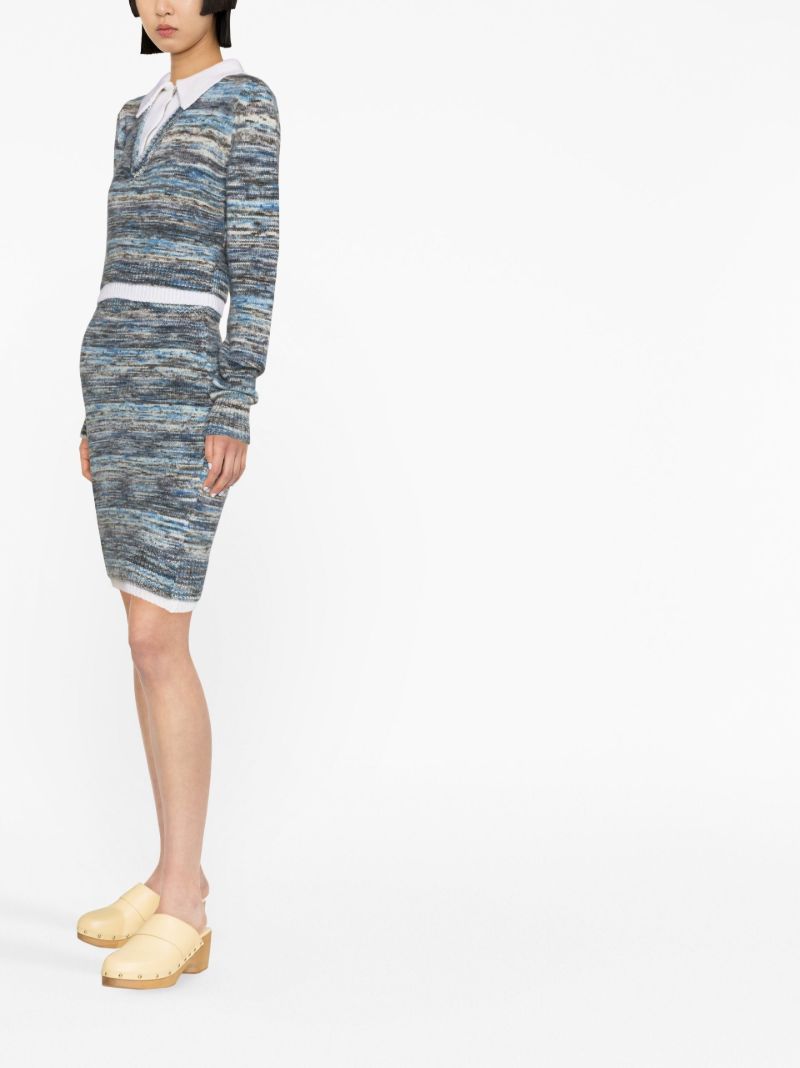 Blue High Waist Wool Skirt