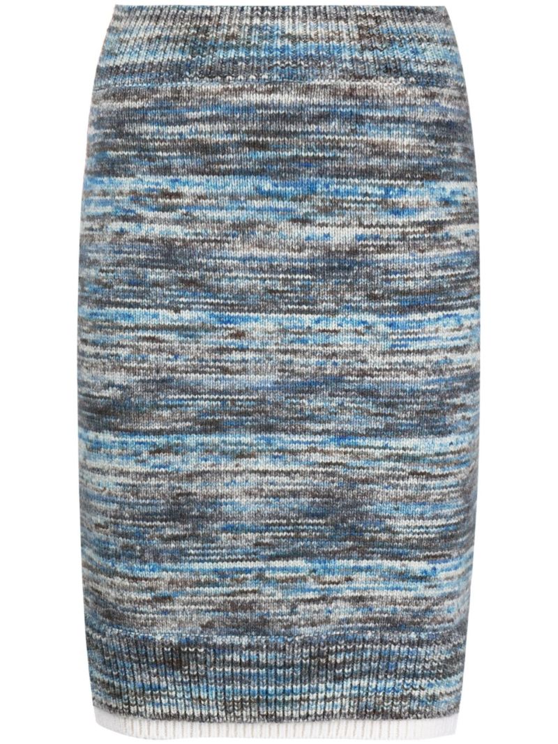 Blue High Waist Wool Skirt