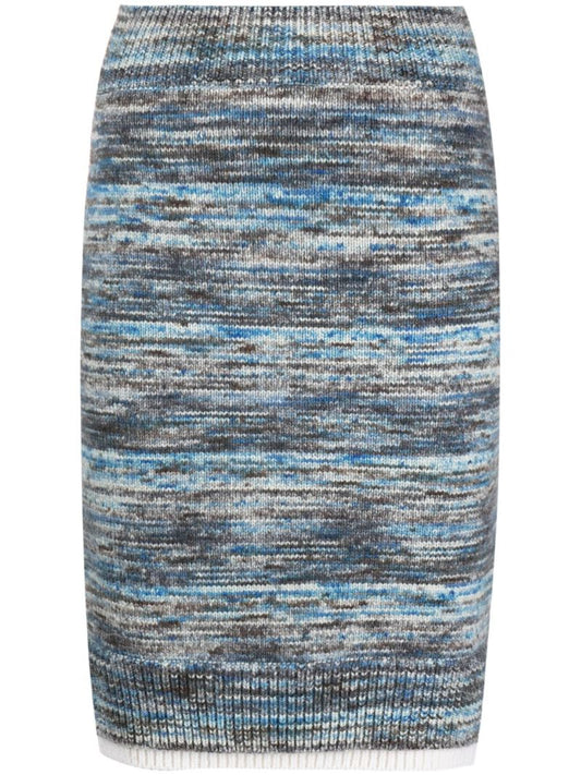 Blue High Waist Wool Skirt