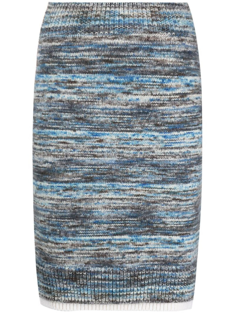 Blue High Waist Wool Skirt