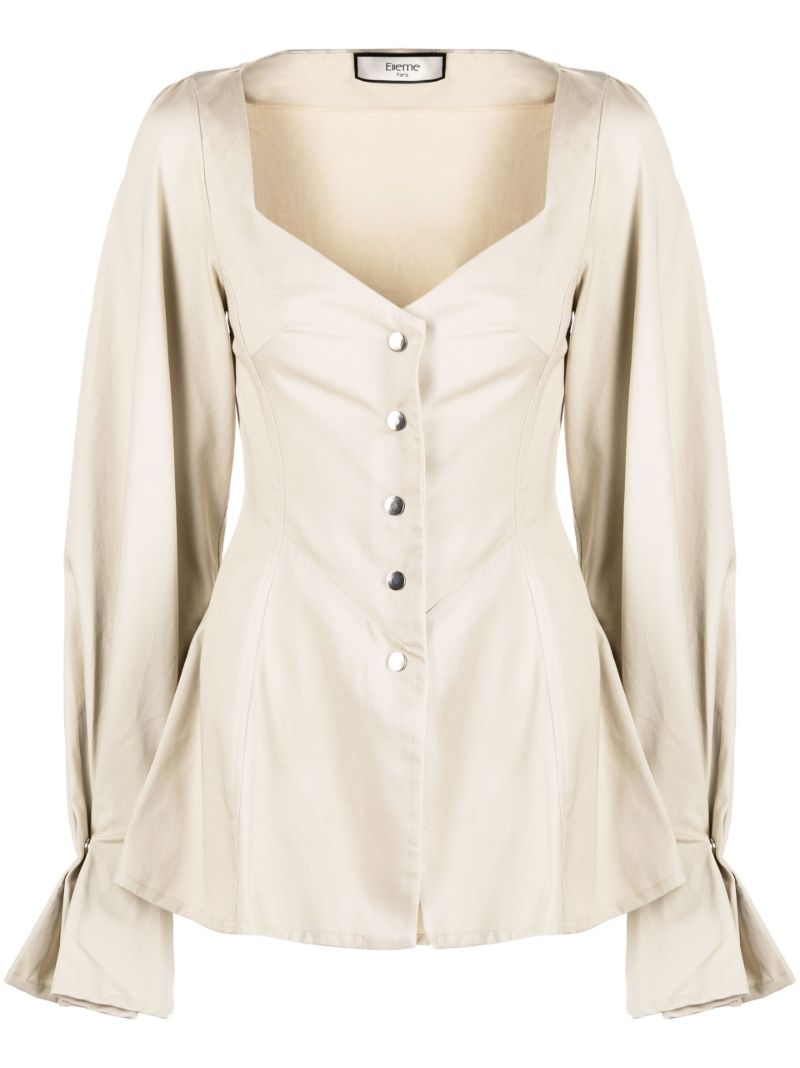 Neutral Pinched Cotton Blouse