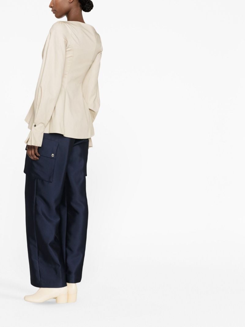 Neutral Pinched Cotton Blouse