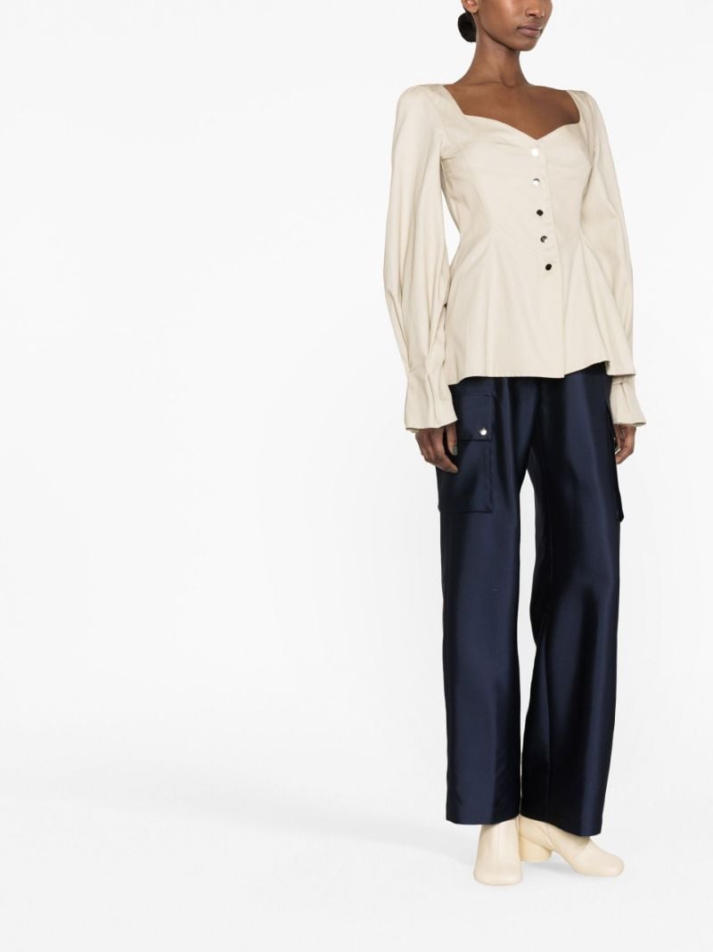 Neutral Pinched Cotton Blouse