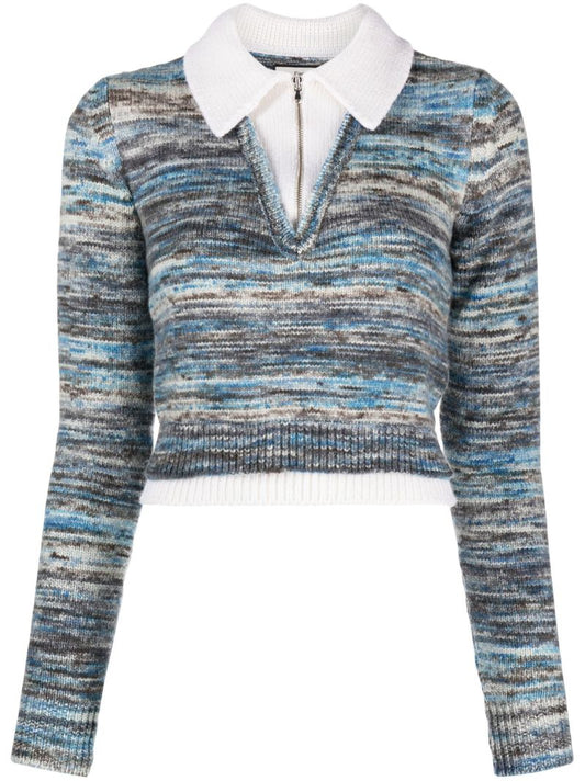 Blue Cropped Wool Sweater