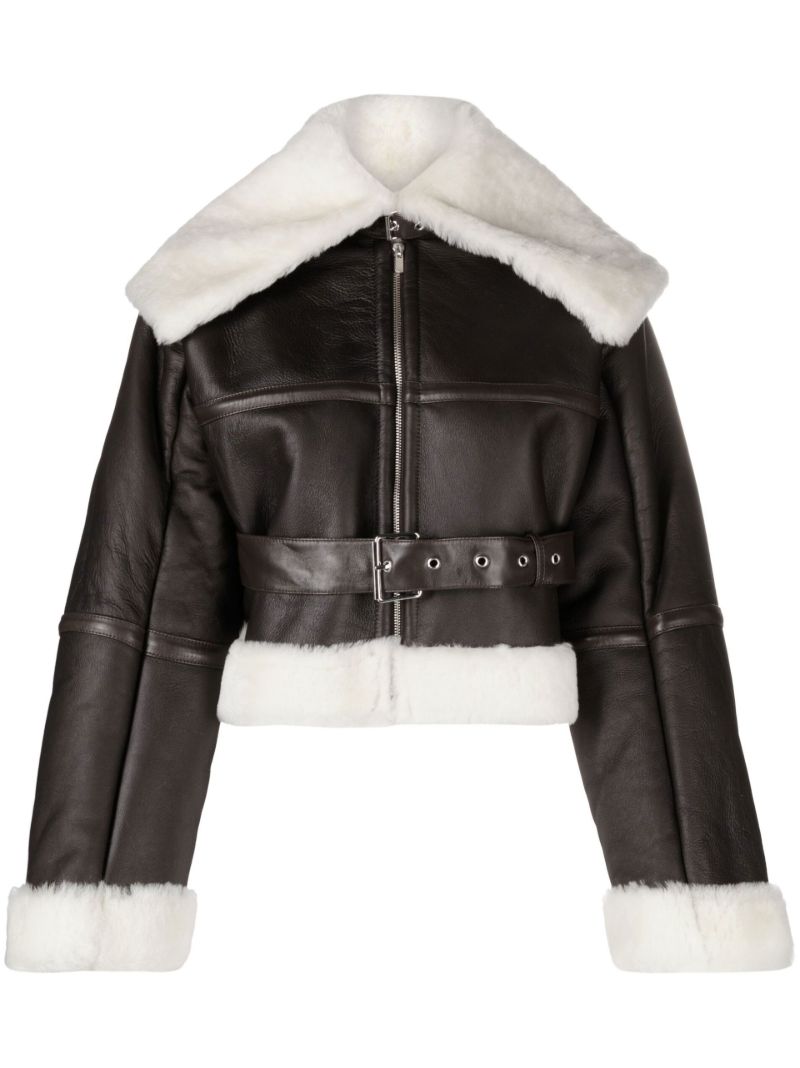 Brown Cropped Shearling Coat