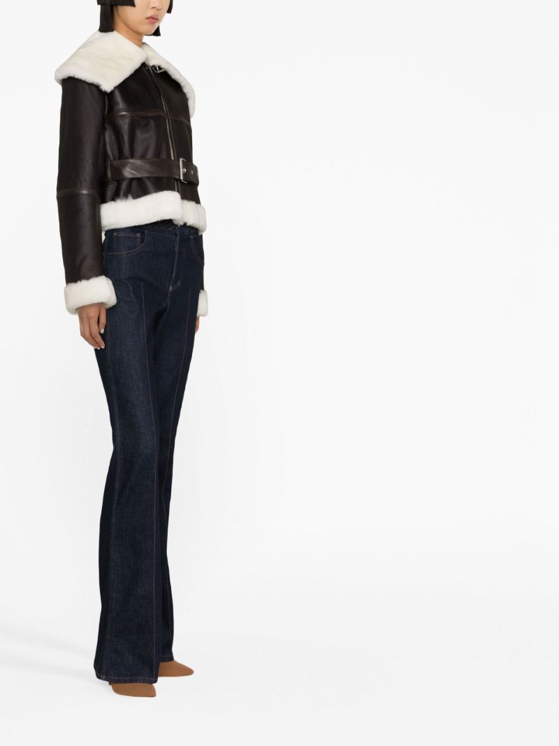 Brown Cropped Shearling Coat