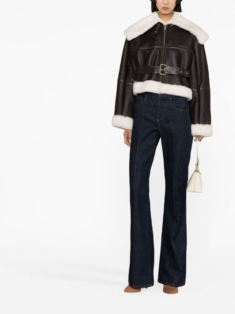 Brown Cropped Shearling Coat