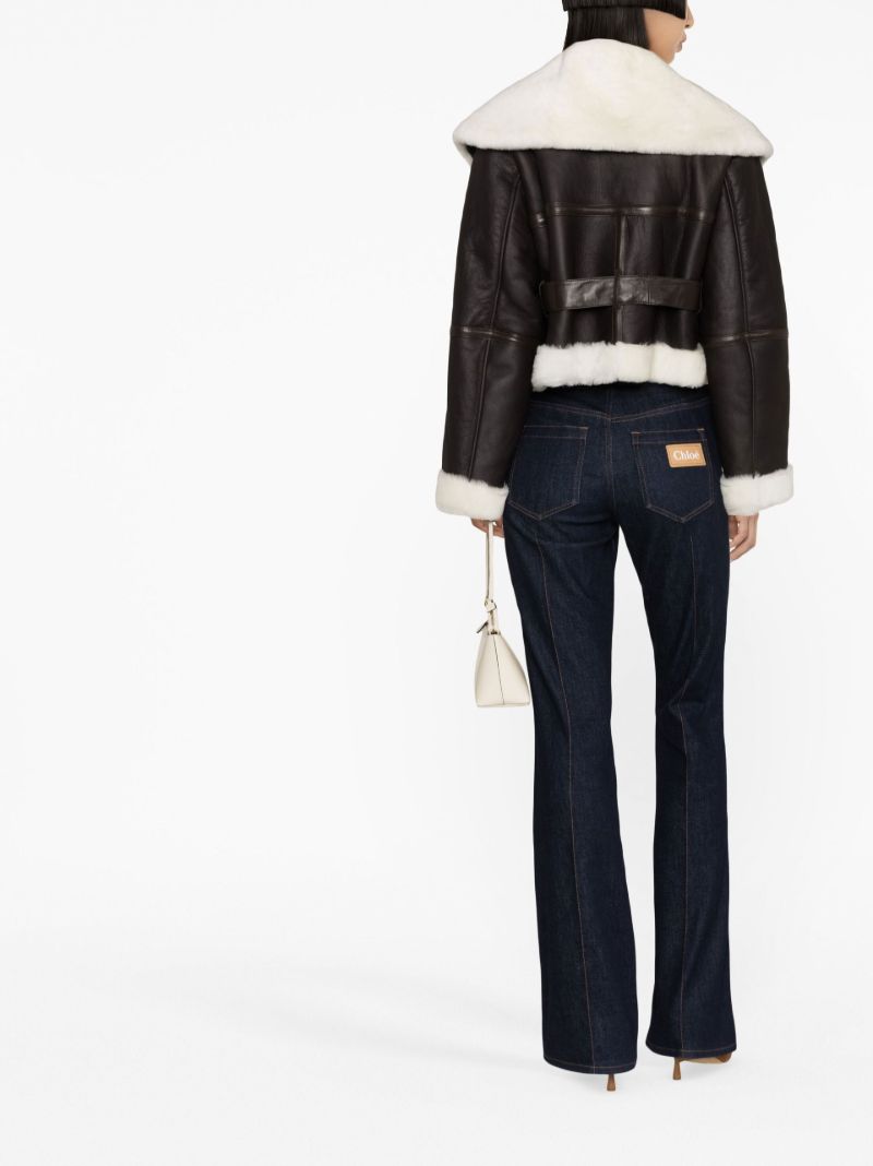Brown Cropped Shearling Coat