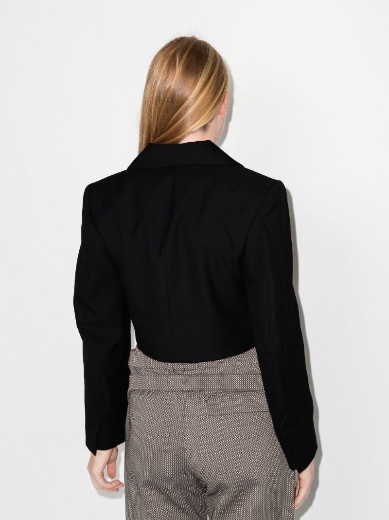 Black Double-breasted Cropped Blazer