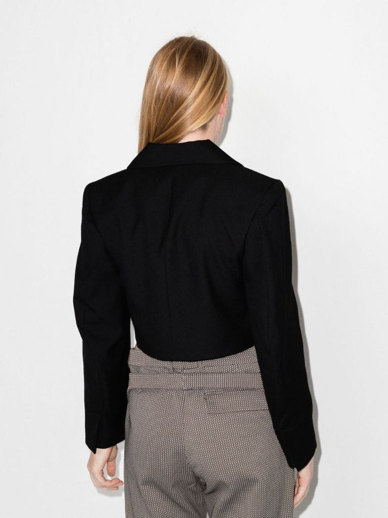 Black Double-breasted Cropped Blazer
