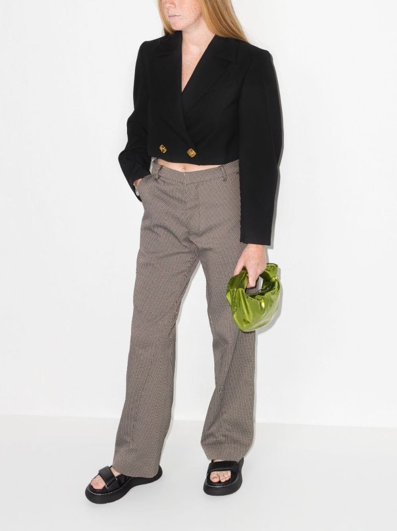 Black Double-breasted Cropped Blazer