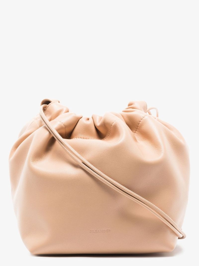 Neutral Dumpling Leather Shoulder Bag