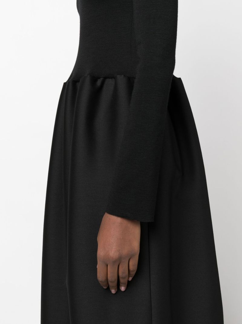 Black High Neck Wool Maxi Dress