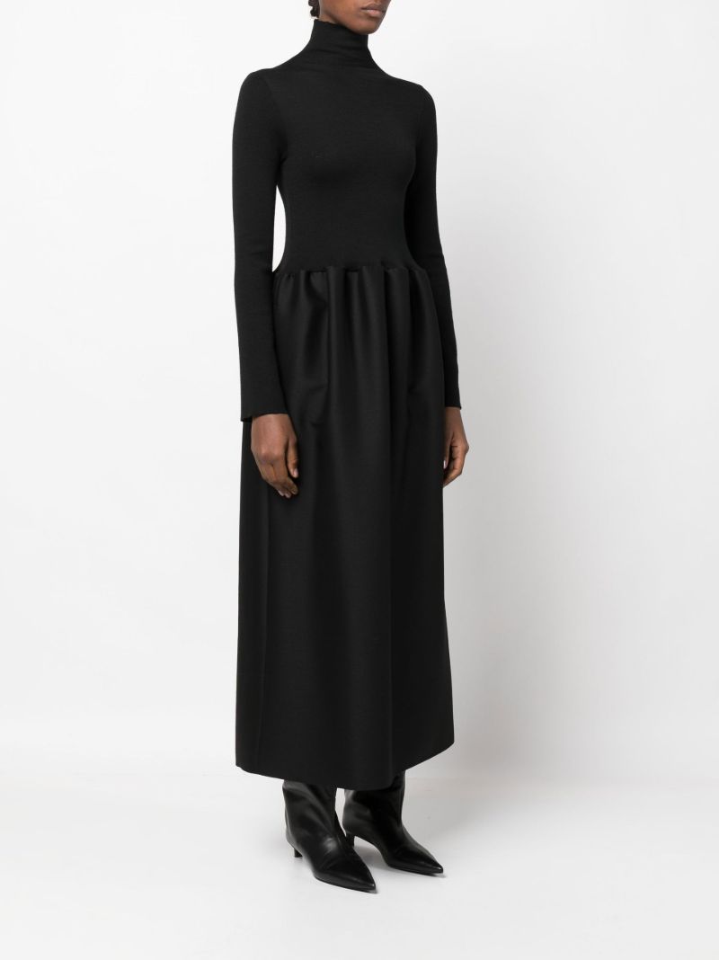 Black High Neck Wool Maxi Dress