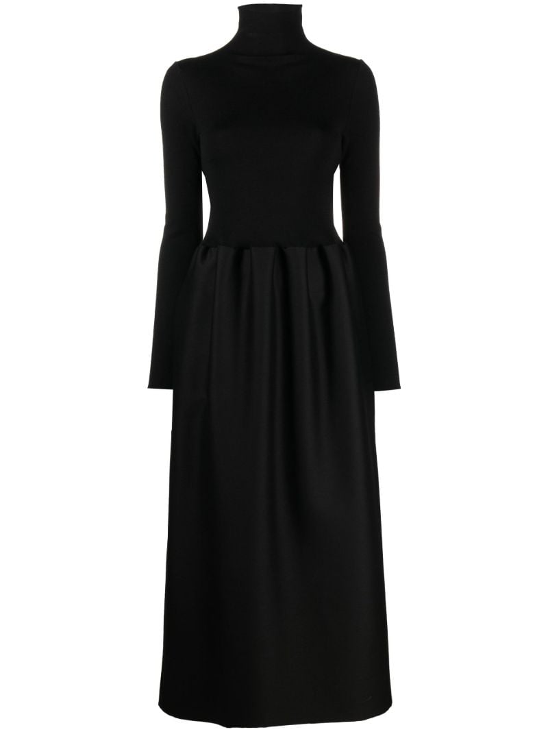 Black High Neck Wool Maxi Dress