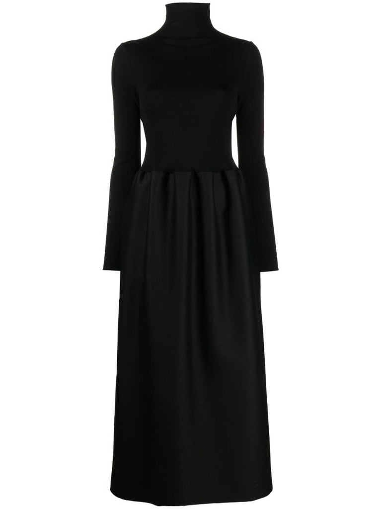 Black High Neck Wool Maxi Dress