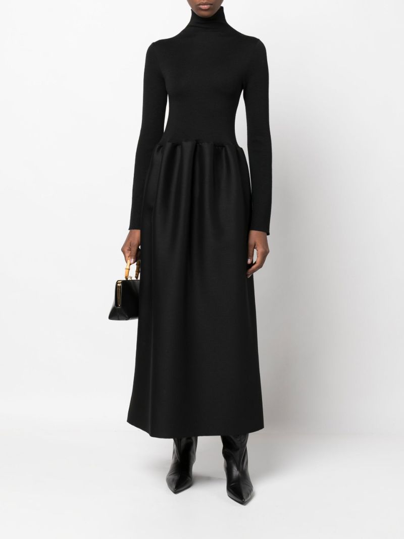 Black High Neck Wool Maxi Dress
