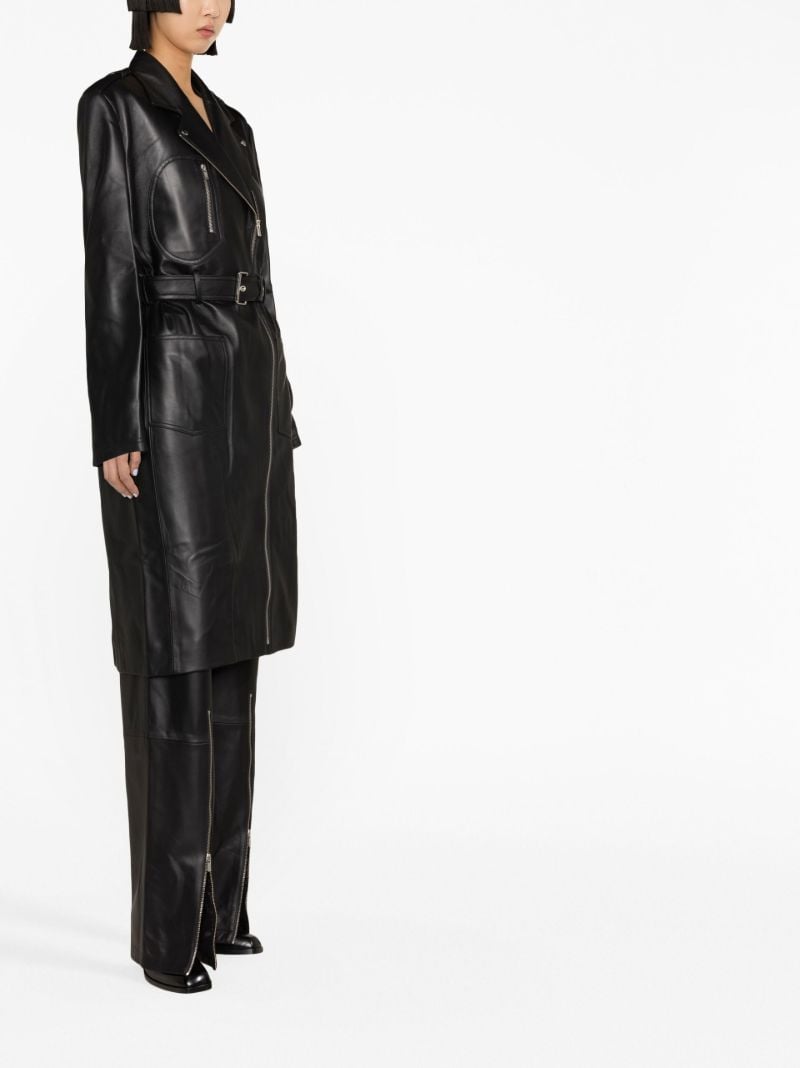 Black Belted Leather Biker Coat