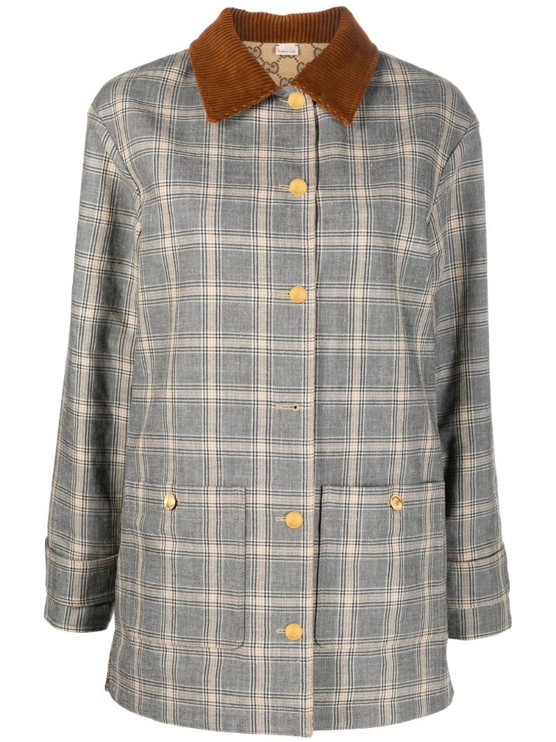 Grey Reversible Checked Overcoat