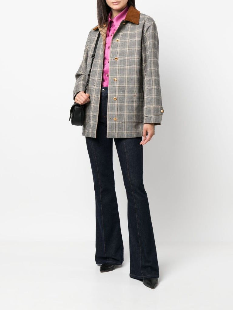 Grey Reversible Checked Overcoat