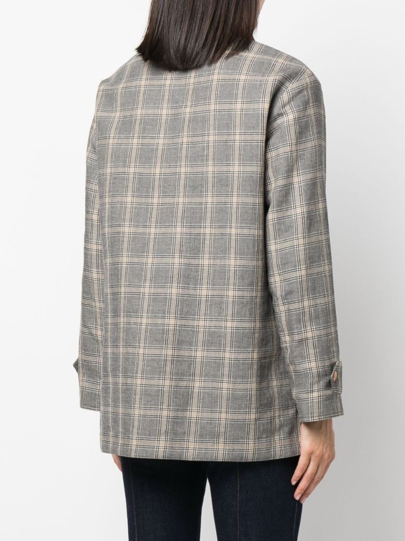 Grey Reversible Checked Overcoat