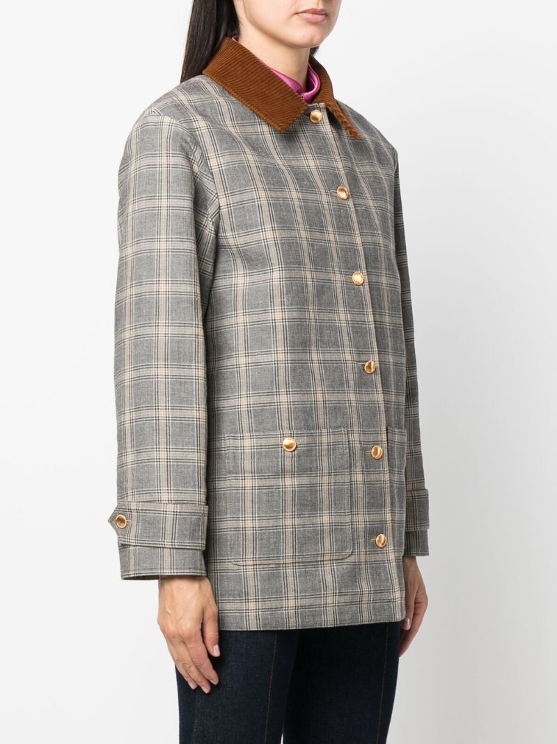 Grey Reversible Checked Overcoat