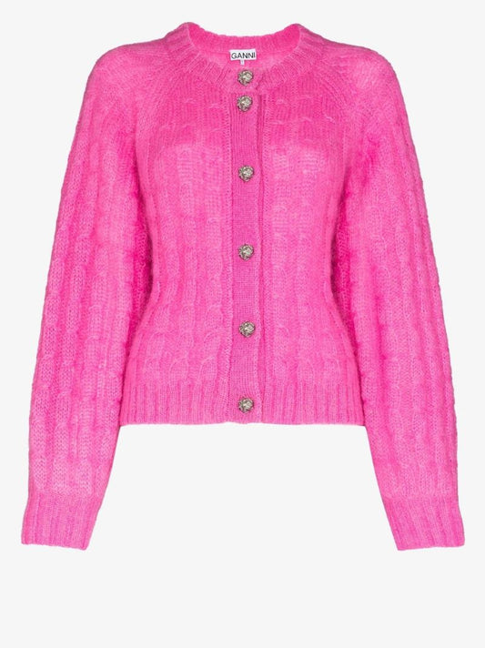 Pink Cable Knit Cardigan
