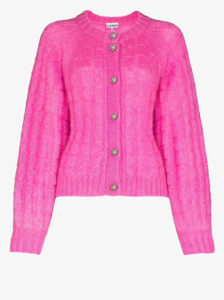 Pink Cable Knit Cardigan