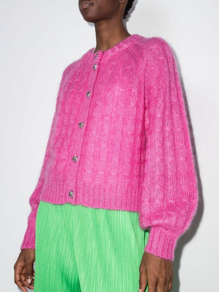 Pink Cable Knit Cardigan