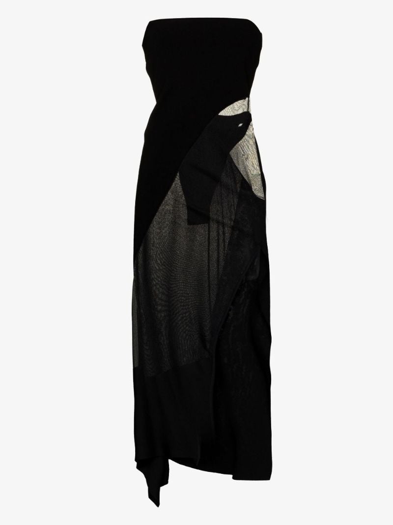 Black Bustier Semi Sheer Midi Dress