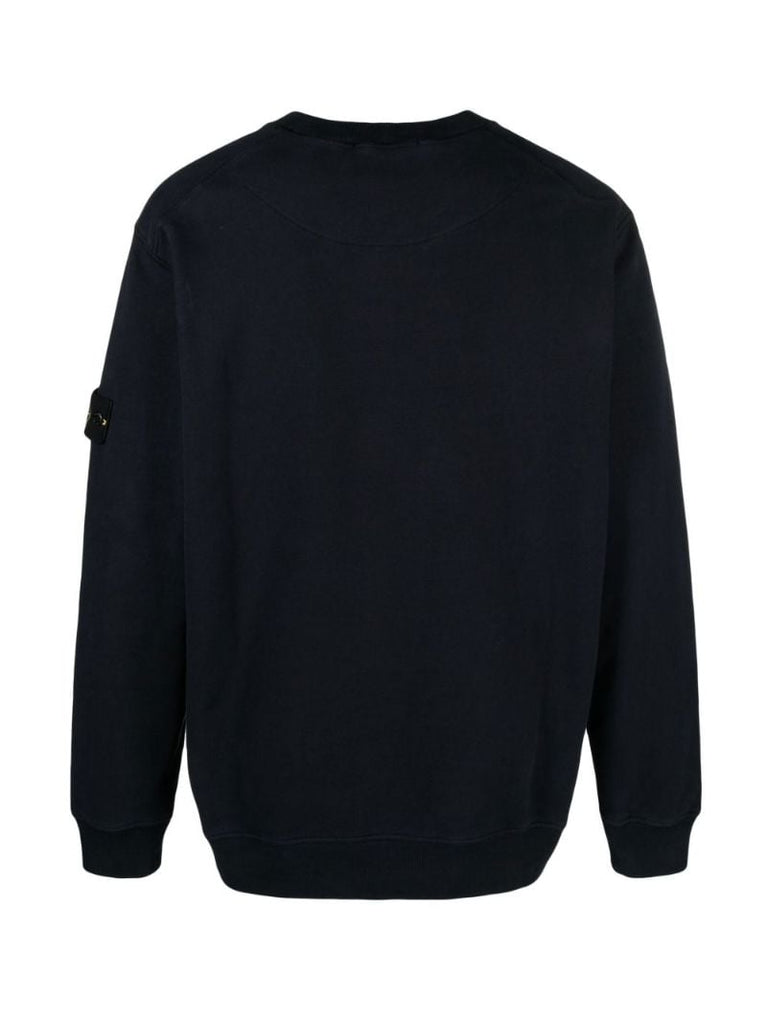 Blue Crew Neck Cotton Sweatshirt