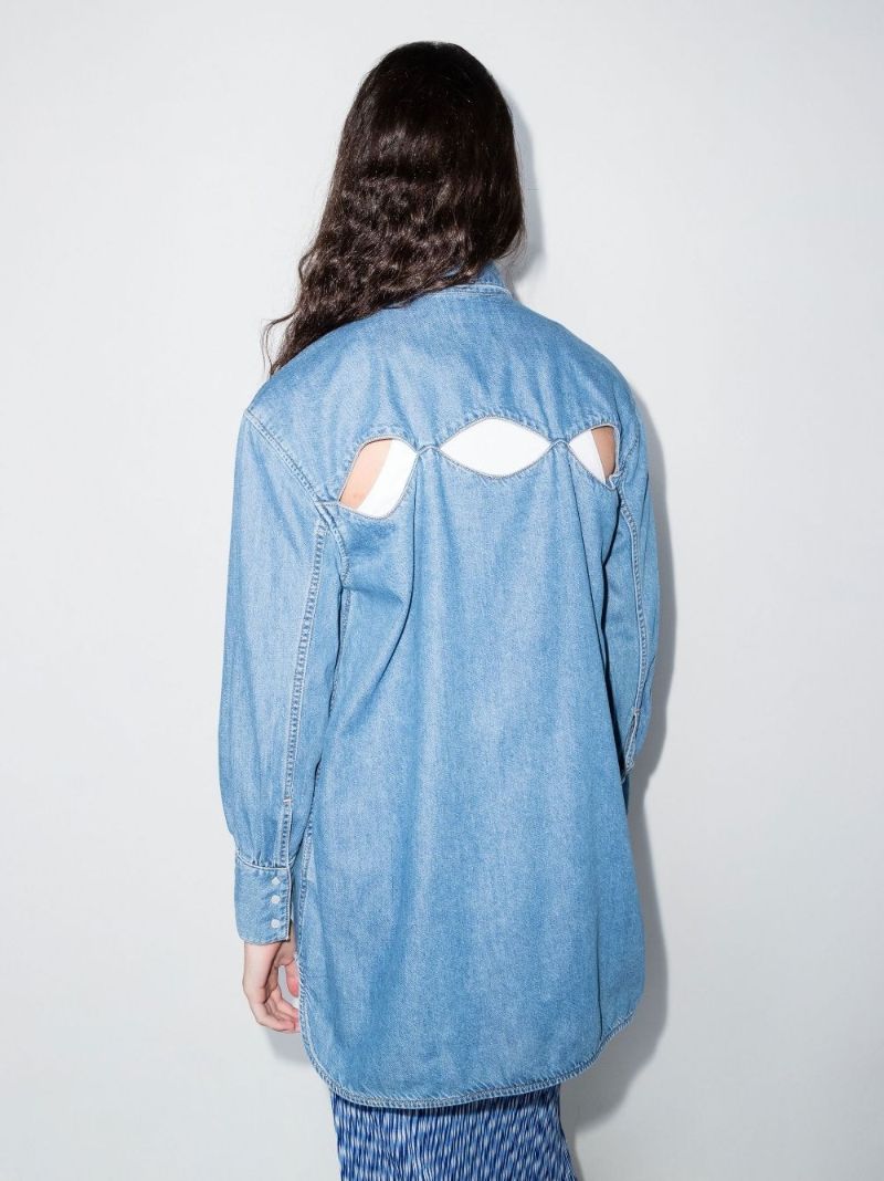 Blue Cut-out Denim Shirt