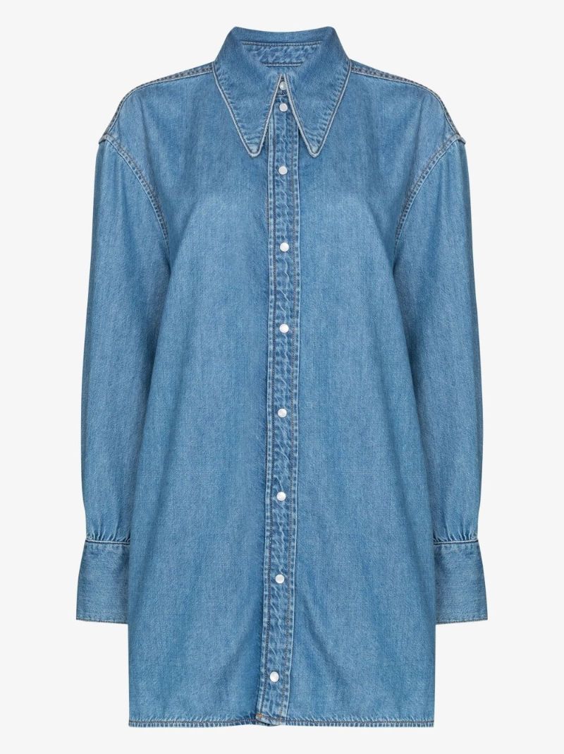 Blue Cut-out Denim Shirt