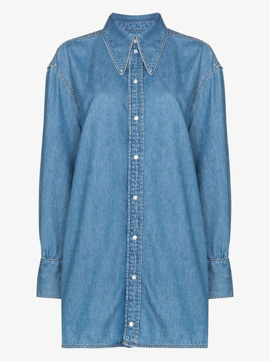 Blue Cut-out Denim Shirt