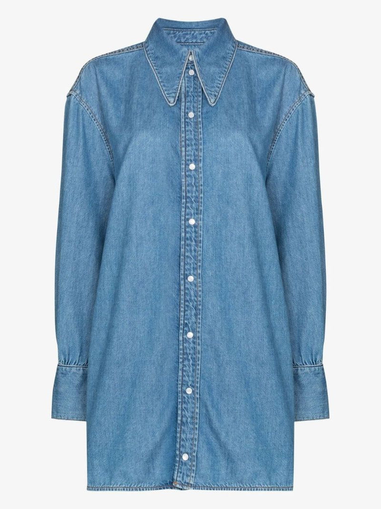 Blue Cut-out Denim Shirt