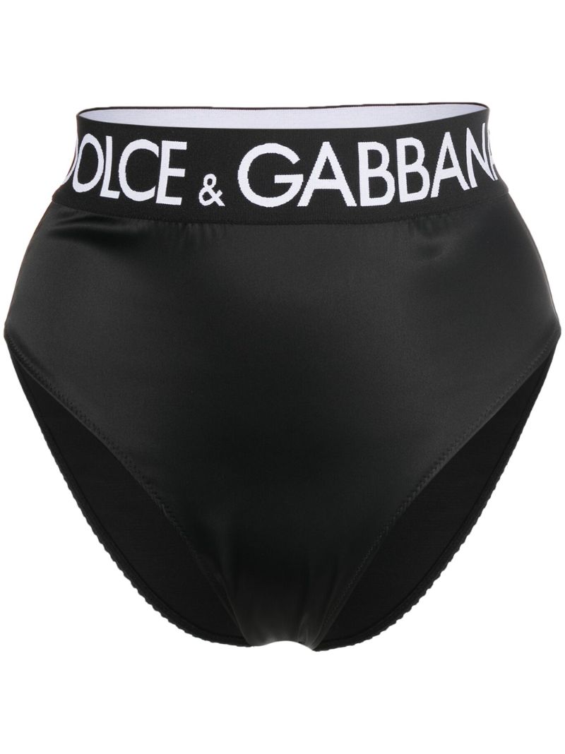 Black Logo Waistband High-rise Briefs