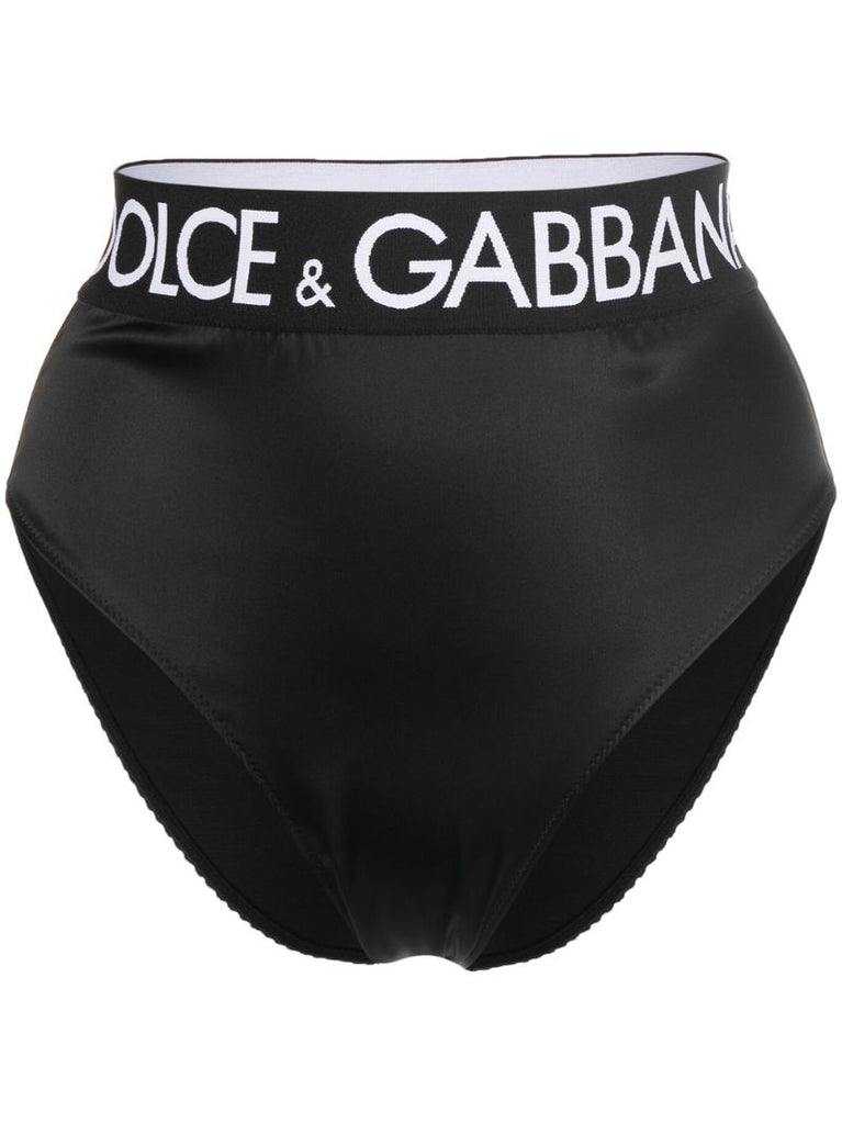 Black Logo Waistband High-rise Briefs