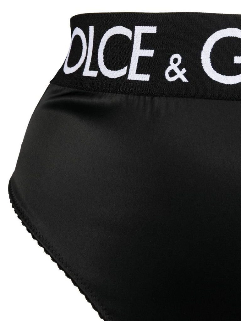 Black Logo Waistband High-rise Briefs