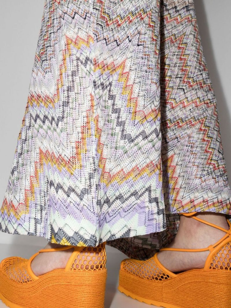 Printed Crochet Knit Maxi Dress